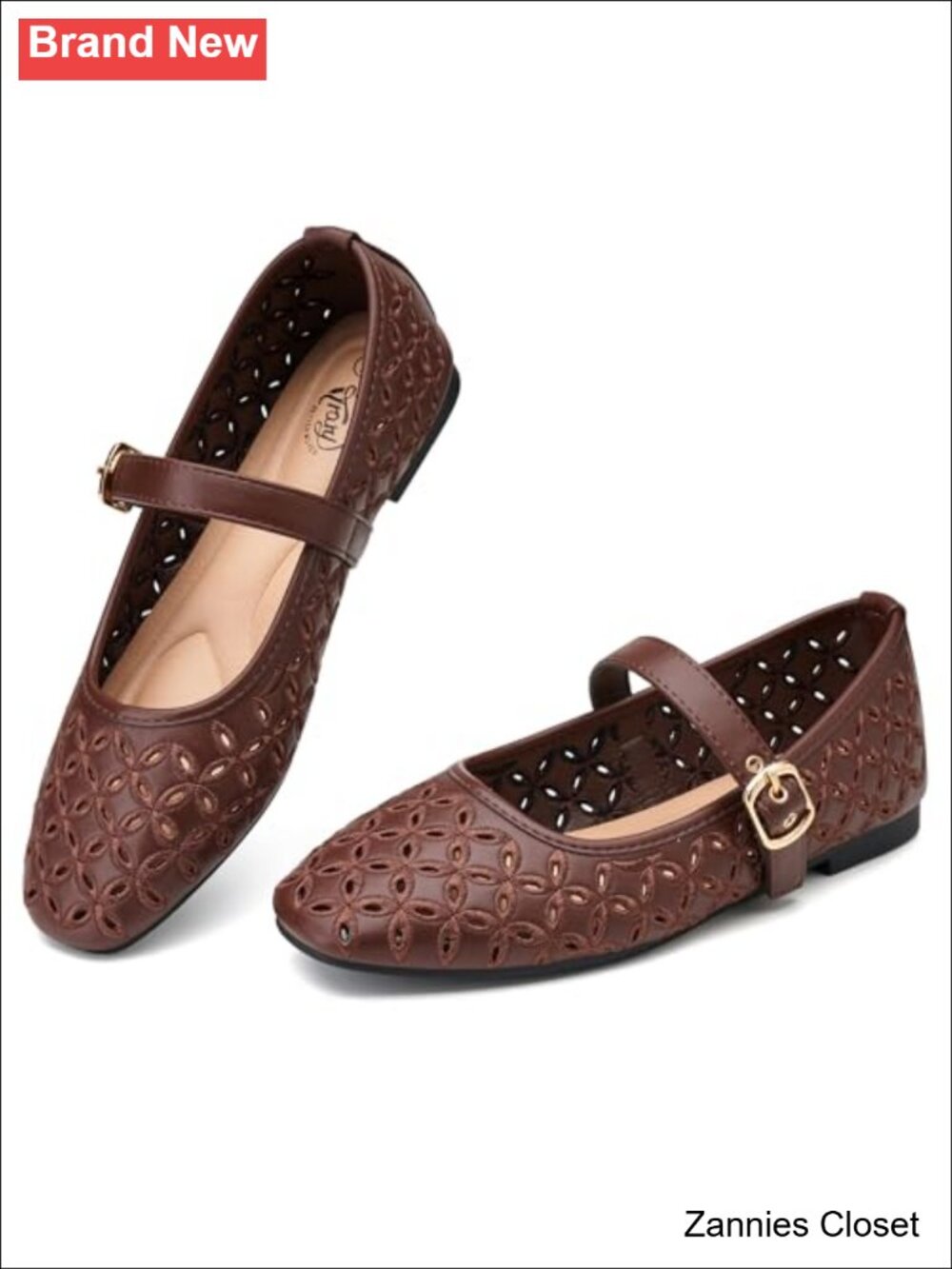 ✨Trary Mary Jane Flats Women Hollow Ballet Ankle Strap Comfortable Dressy Shoes